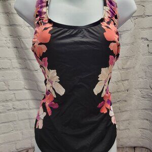 Calvin Klein Cross-Back Floral Tummy Control Swimsuit